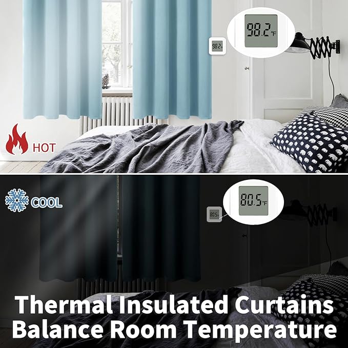BGment Room Darkening Curtains 54 Inches Long - Grommet Thermal Insulated Drapes Window Treatment Curtains for Bedroom, 2 Panels, 52 x 54 Inch, Greyish Blue