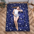 MAXYOYO Navy Starry Sky Japanese Floor Futon Mattress, Tatami Floor Mat Portable Camping Mattress Kids Sleeping Pad Foldable Rolling Up Floor Lounger Couch Bed Queen with Mattress Protector Cover