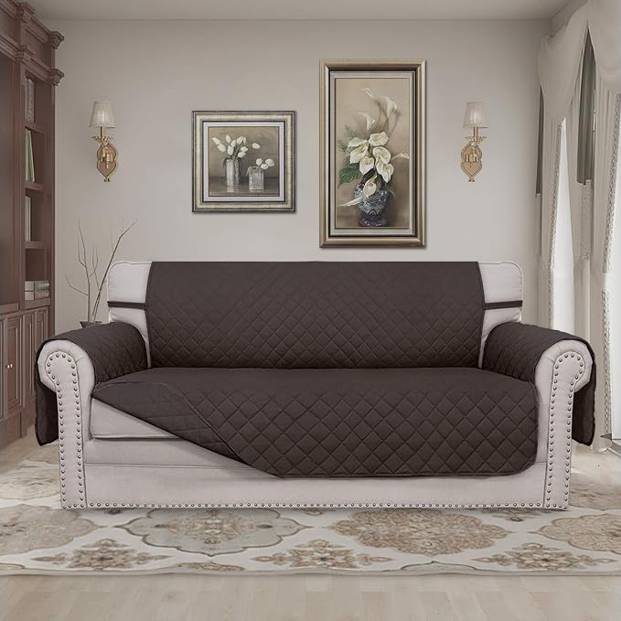Easy-Going Reversible Couch Cover, 2 Cushion Sofa, Chocolate/Chocolate | - Image 2