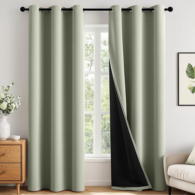 MIULEE Sage Green 100% Blackout Curtains by MIULEE