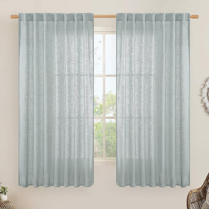 Extra Wide Semi Sheer Linen Curtains by LAMIT