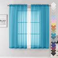 Turquoise Sheer Curtains 63 Inch Length 2 Panels, Light Filtering Voile Airy by Lecloud