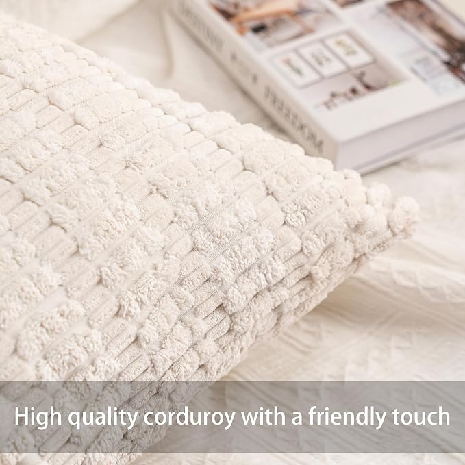 Aegero Pack of 2 Corduroy Decorative Throw Pillow Covers 24x24 Inch - Image 2