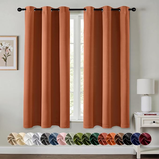 MIULEE Fall Blackout Curtains for Bedroom 2 Panels 40 x 54 Inch Long Rust | by MIULEE