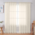 Simplebrand Cream Sheer Curtains, 2 Panels Set by Simplebrand