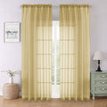 Gold Sheer Curtains 90 Inches Long 2 Panels Set, Living Room Curtains by Lecloud