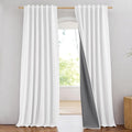 NICETOWN Greyish White 100% Blackout Linen Curtains 84" Long, Farmhouse Thick by NICETOWN