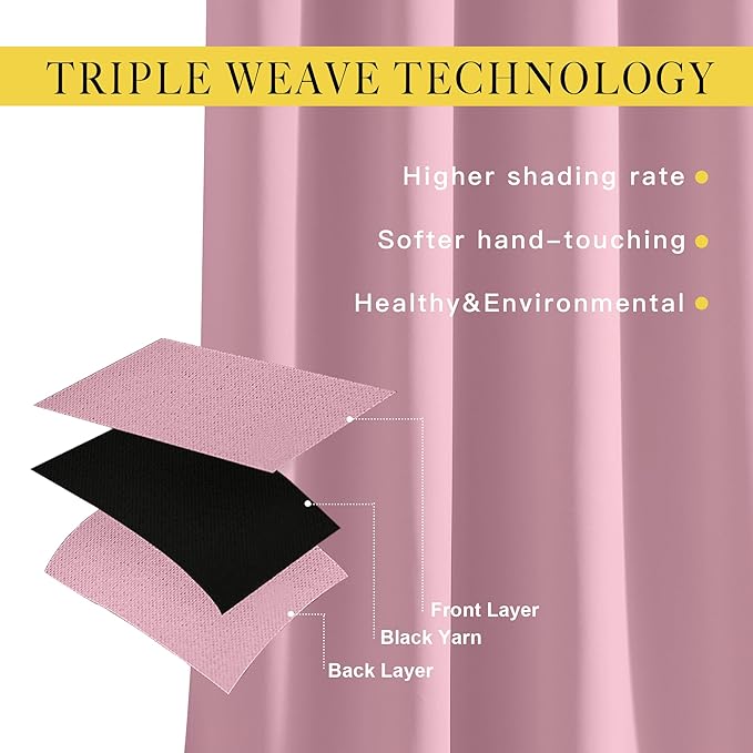 NICETOWN Long Crystal Pink Curtains - Image 3