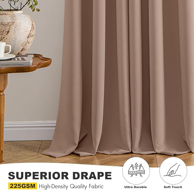MIULEE Blackout Curtains for Bedroom 2 Panels 40 x 45 Inch Long Cappuccino | - Image 5