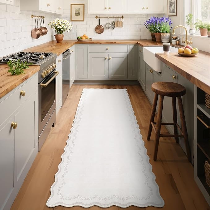 GarveeHome 2.5x10 Scalloped Washable Runner Rug Long Hallway Kitchen Rug | Soft - Image 9