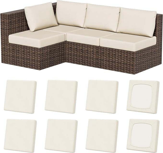 8Pcs Outdoor Cushion Covers, Stretch Patio Furniture Couch Chair Slipcovers | by VORSHAPE