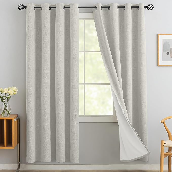 Yakamok Cream Linen Textured Curtains 72 Inches Long by Yakamok