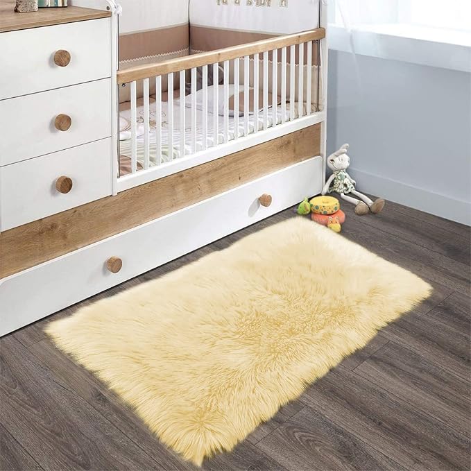 Latepis Yellow Fur Rugs Small 2x3 Area Faux Sheepskin Rug Throw - Image 7