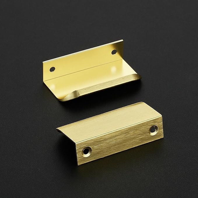 Ravinte Hardware 30 Pack Gold Cabinet Handles, 3 Inch (76mm) Finger Edge Pulls, 2 Inch Hole Center, Finger Pulls for Cabinets