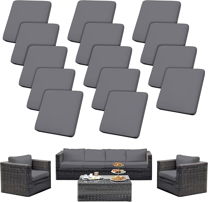 14PCS Patio Cushion Covers, Patio Furniture Couch Seat Slipcovers | Washable by SUKAIKEQA