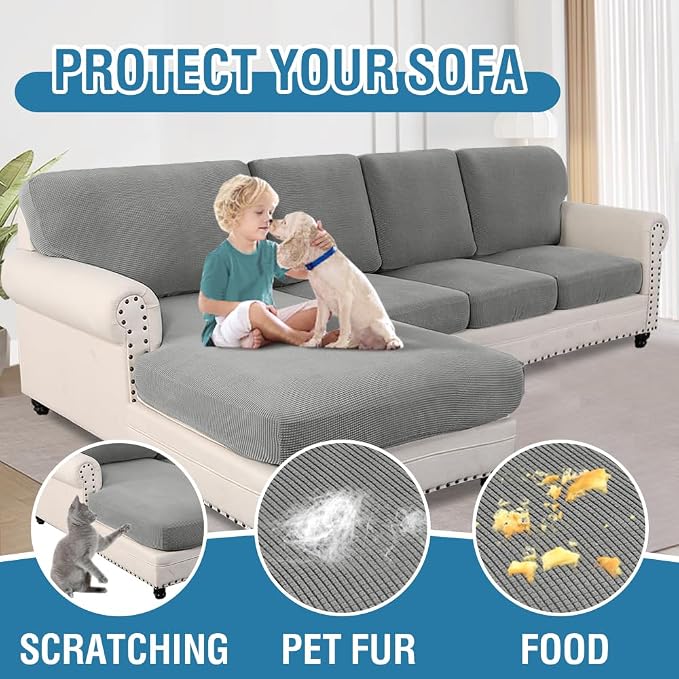 H.VERSAILTEX Sectional Couch Covers 8 Pieces Stretch Sofa Covers - Image 7