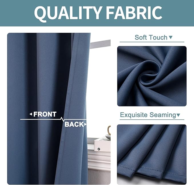 ChrisDowa Blackout Curtains for Bedroom and Living Room 63 Inches Long | 2 - Image 3