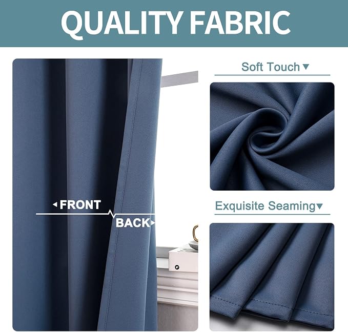 ChrisDowa Blackout Curtains for Bedroom and Living Room 50 Inches Long | 2 - Image 3