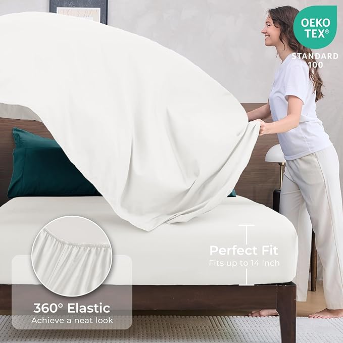 HEVUMYI Twin Comforter Set - 5-Piece All Season Bed in a Bag Twin, Ultra Soft Bedding Set with Comforter, Flat Sheet, Fitted Sheet, Pillowcases, Pillow Shams, Peacock Blue & Ivory