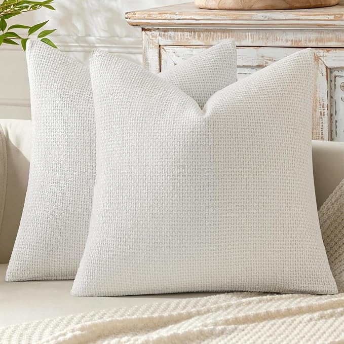 MIULEE Decorative Couch Throw Pillow Covers 18x18 in Pure White 2 Pack | Modern by MIULEE
