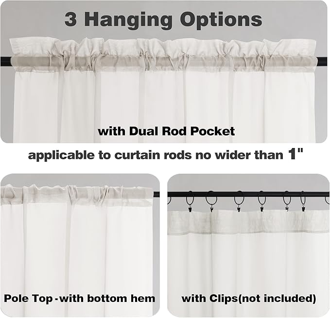 Chyhomenyc Ivory Sheer Curtains 84 Inches Long 2 Panels, Light Filtering Ivory Curtains for Living Room, Soft Gentle Voile Rod Pocket Bedroom Window Drapes, 59Wx84L Inch, 2PCS