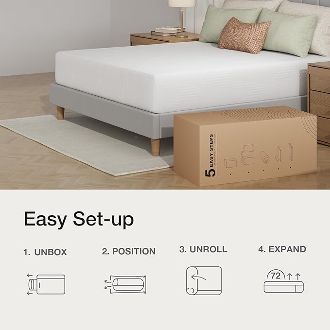 Novilla Queen Mattress, 10 Inch Queen Size Mattress in a Box, Gel Memory Foam Mattresses for Comfort Sleep, Cooling Night Sleep & Pressure Relief, CertiPUR-US Certified