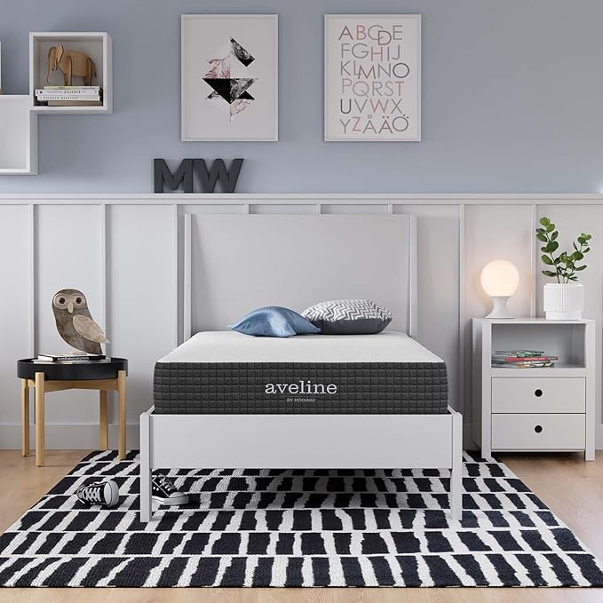 Modway Aveline Memory Foam Bed Mattress Conventional, Twin,Firm, White