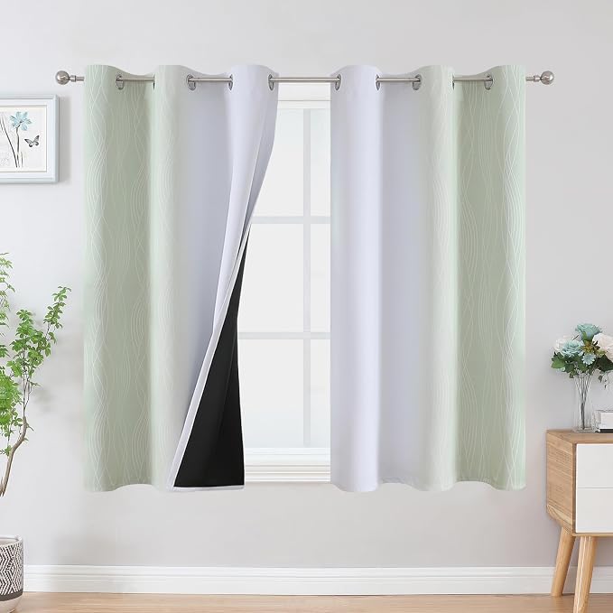 Sage Green and Greyish White Ombre Blackout Curtains by ESTELARTEXTILER