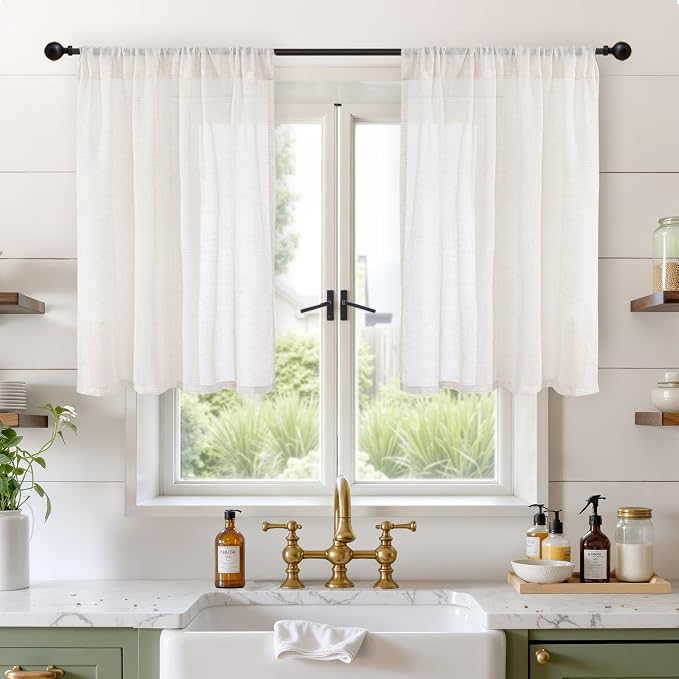 BGment Linen Cafe Curtains 42X36 Inch Length by BGment