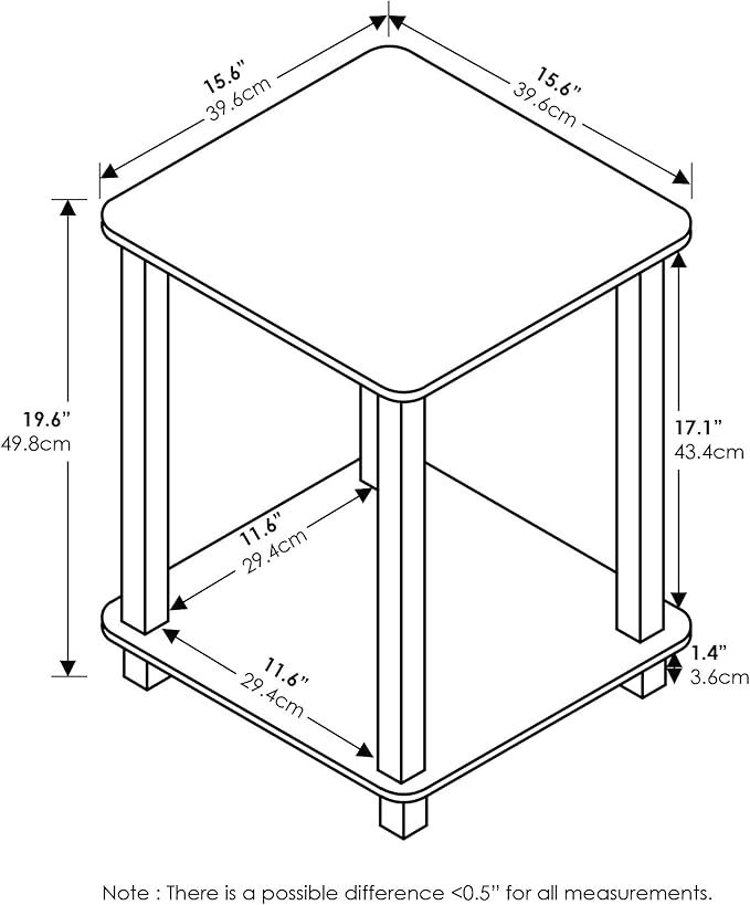 Furinno SIMPLISTIC Side Table Set of 2, 2-Tier End Table, Nightstand, Night Stand, Bedside Table, Easy Assembly, for Living Room, Bedroom, Sonoma Oak