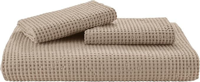 Bedsure Cotton Duvet Cover Twin - 100% Cotton Waffle Weave Khaki Duvet Cover Twin Size, GentleSoft™ and Breathable Tan Bedding Set for All Season, 2 Pieces, 68"x90"