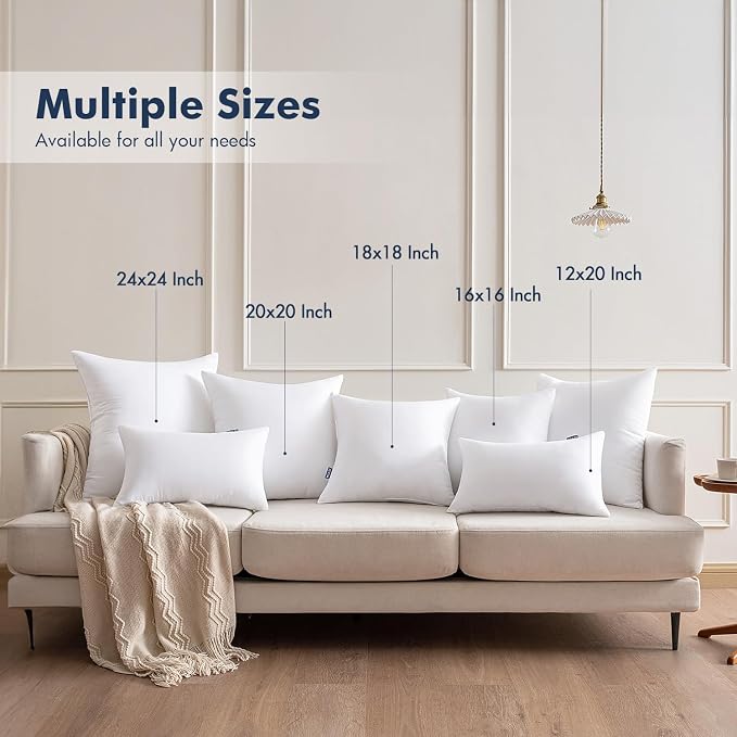 MIULEE 16x16 Throw Pillows Inserts 4 Pack, Decorative Pillows - Image 2