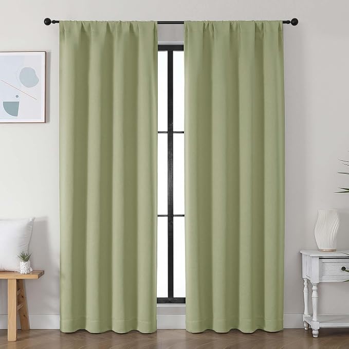 Simplebrand Ava Sage Green Blackout Curtains by Simplebrand