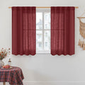 Red Linen Curtains 40 Inch Length by LAMIT