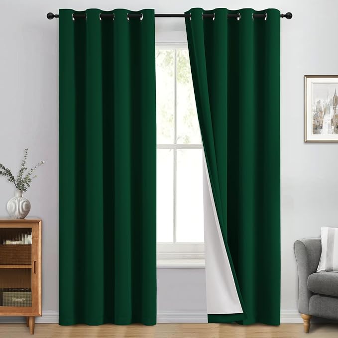 Yakamok Dark Green 100% Blackout Curtains 84 Inches Long 50" Wide 2 Panels | by Yakamok