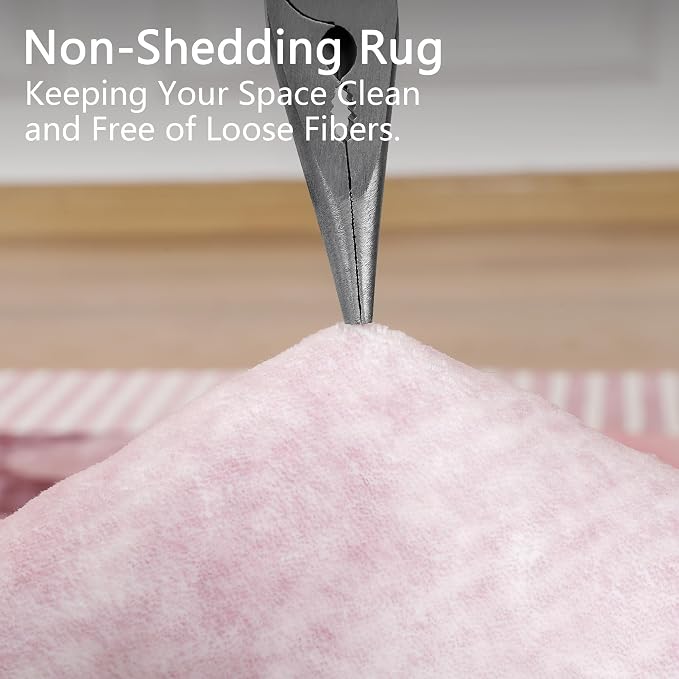 Ompaa Living Room Rug 5x8 Pink Area Rug Machine Washable Rug Non Slip Indoor - Image 5
