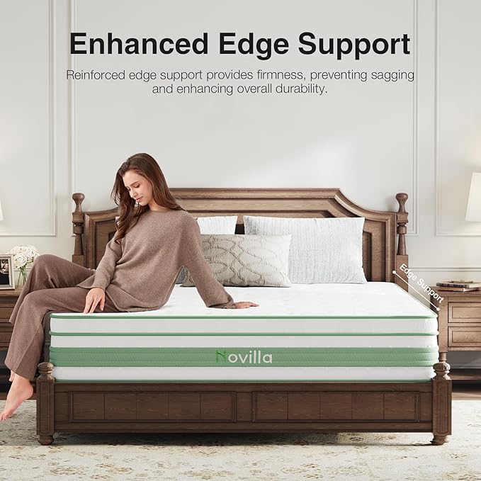 Novilla King Size Mattress 14 inch, King Size Hybrid Mattress in a Box with Motion Isolation,Gel Memory Foam with Pocket Springs for Support & Pressure Relief, Medium Firm Pillow Top Mattresses