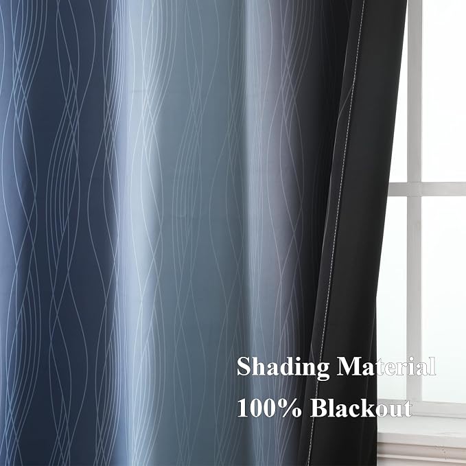 Navy Blue and Black Ombre Blackout Curtains - Image 5