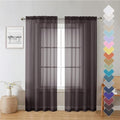 Chocolate Sheer Curtains 72 Inches Long 2 Panels, Rod Pocket Voile Light by Lecloud