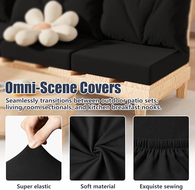8Pcs Outdoor Cushion Covers, Stretch Patio Furniture Couch Chair Slipcovers | - Image 4