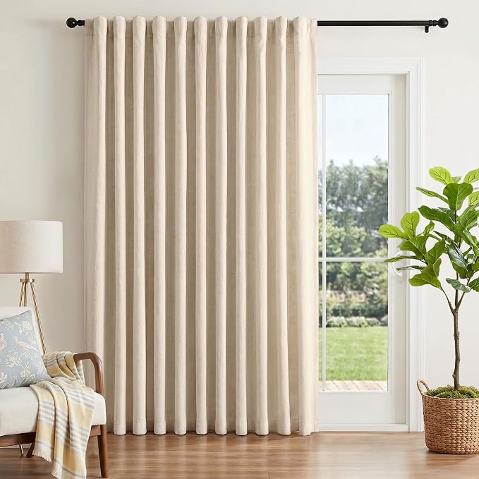 INOVADAY Extra Wide 100% Blackout Linen Curtains by INOVADAY