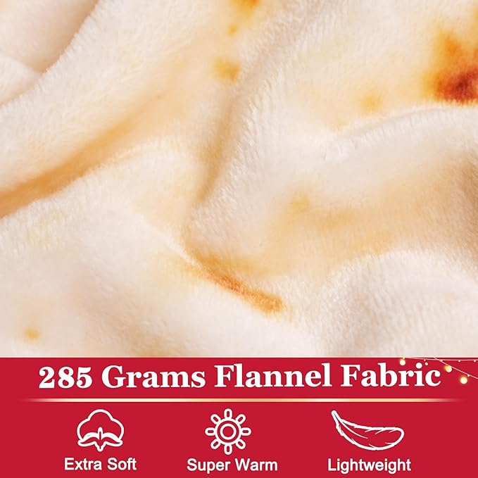Jorbest Burrito Tortilla Throw Blanket Birthday Gifts for Women Men Teen Boys Girls, Novelty Tortilla Food Blanket Funny Gifts for Adult Kids, 285 GSM Soft Flannel Taco Blanket (Yellow, 80 inches)