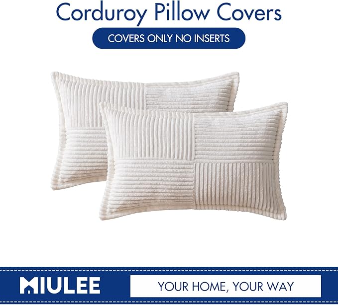 MIULEE Decorative Lumbar Throw Pillow Covers 12x20 Inch White 2 Pack | Boho - Image 6