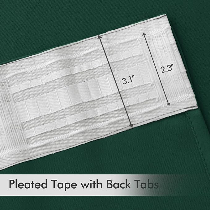 MIULEE Christmas Hunter Green Back Tab Blackout Curtains 52"x108" 2 Panels | - Image 4