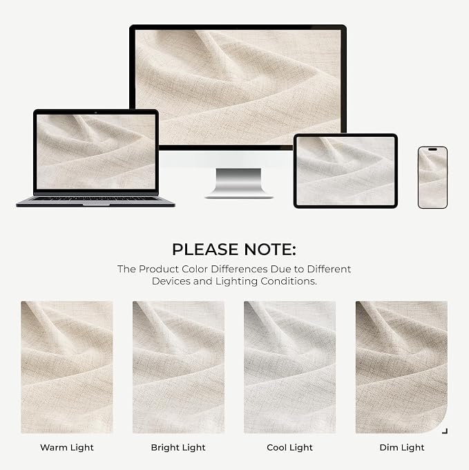 INOVADAY 100% Blackout Linen Curtains - Image 8