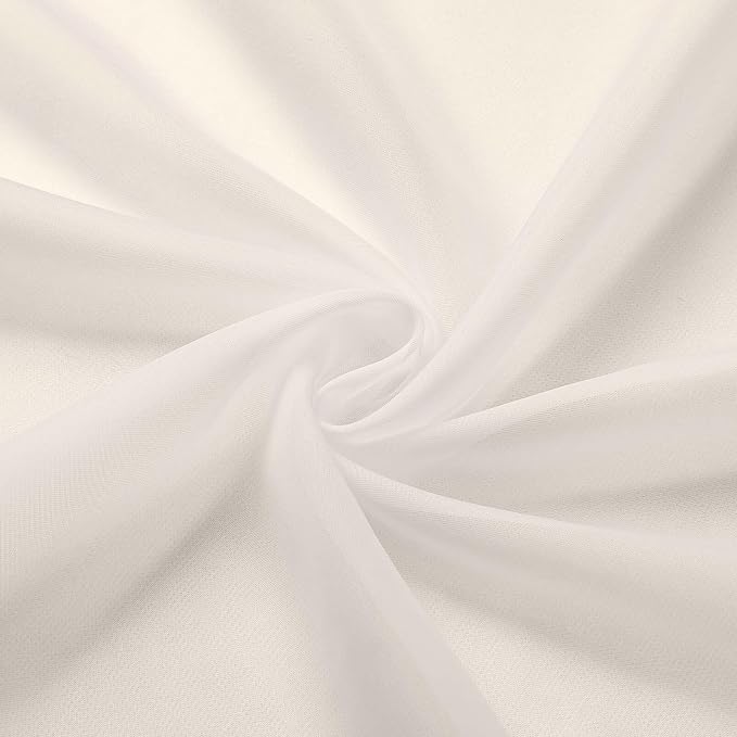 Kitchen Curtains 24 Inch Length Tier 2 Pieces, Cream Sheer Curtain Solid Soft - Image 8