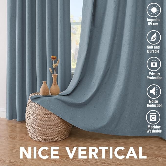 H.VERSAILTEX Blackout Curtains Linen Curtains 120 inches Long 100% Black Out - Image 7