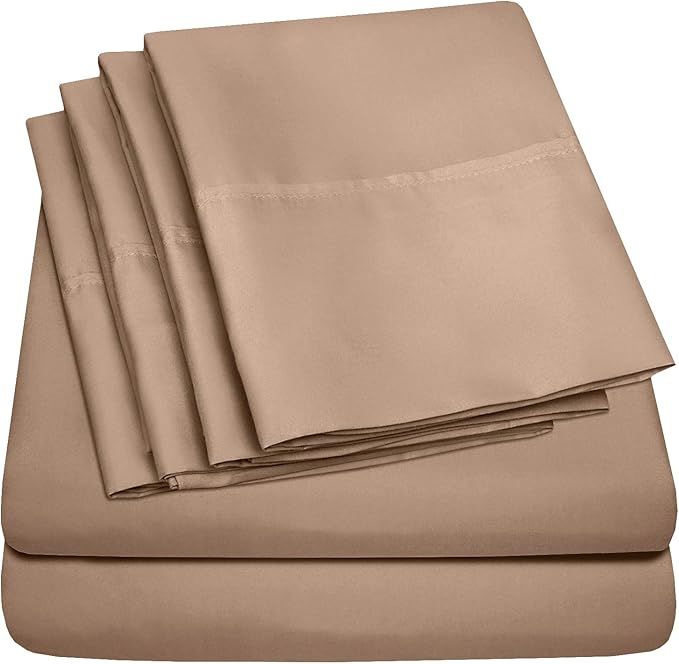 Twin XL Size Bed Sheets - 4 Piece 1500 Supreme Collection Fine Brushed Microfiber Deep Pocket Twin X-Large Sheet Set Bedding - 1 EXTRA PILLOW CASES, GREAT VALUE, Twin XL, Taupe