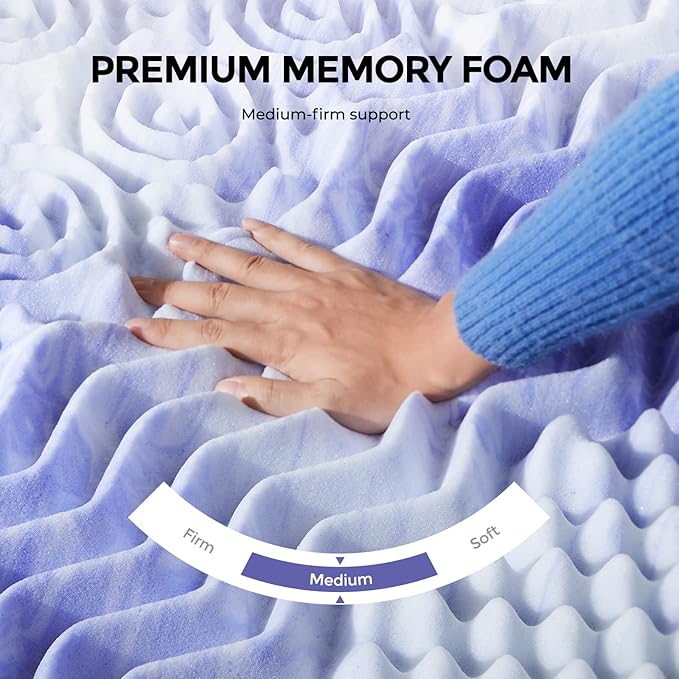 Dreamsmith 3 Inch Memory Foam Mattress Topper, 7-Zone Gel Infused Foam Mattress Pad, Twin Size Bed, CertiPUR-US Certified, Dorm Room Essentials