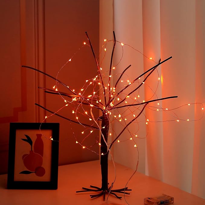 Mikasol Fairy Lights Battery Operated, 2 Pack Mini 3*AAA Battery Powered Copper Wire Led Starry String Lights Firefly Lights for Bedroom, Christmas, Parties, Decoration (5m/16ft Orange)